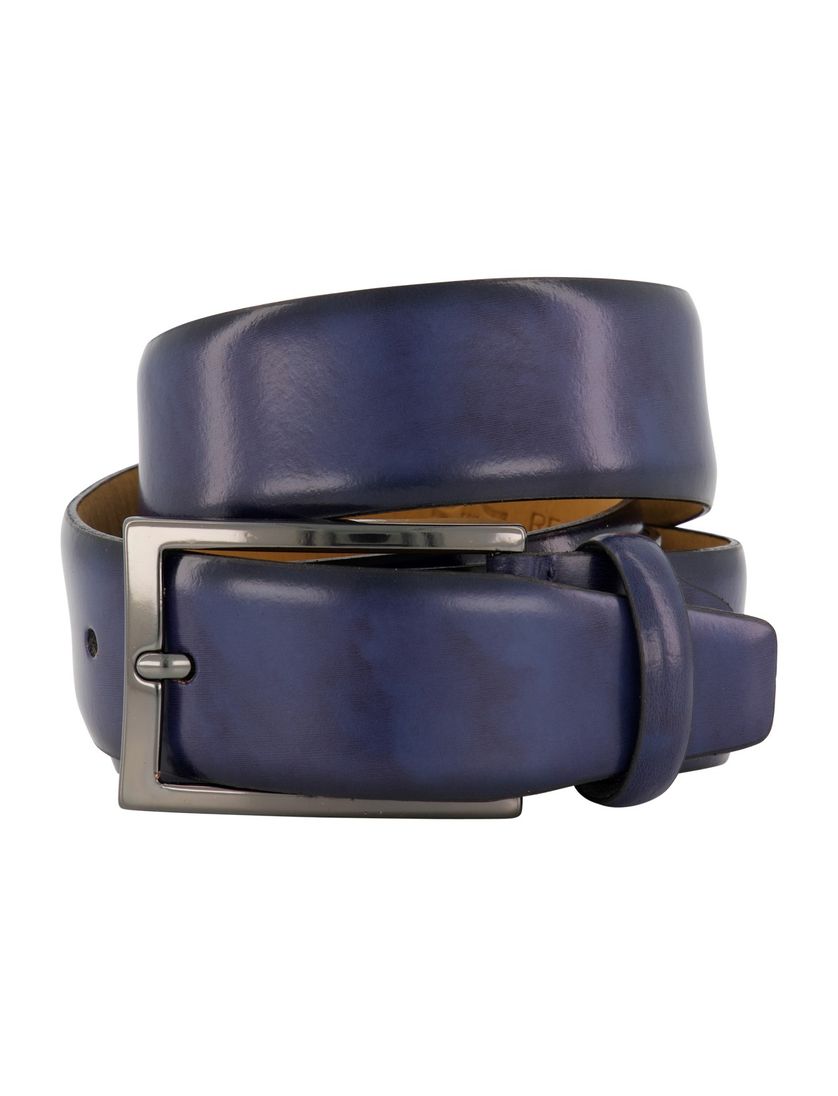 riem Lindenmann blauw effen leer