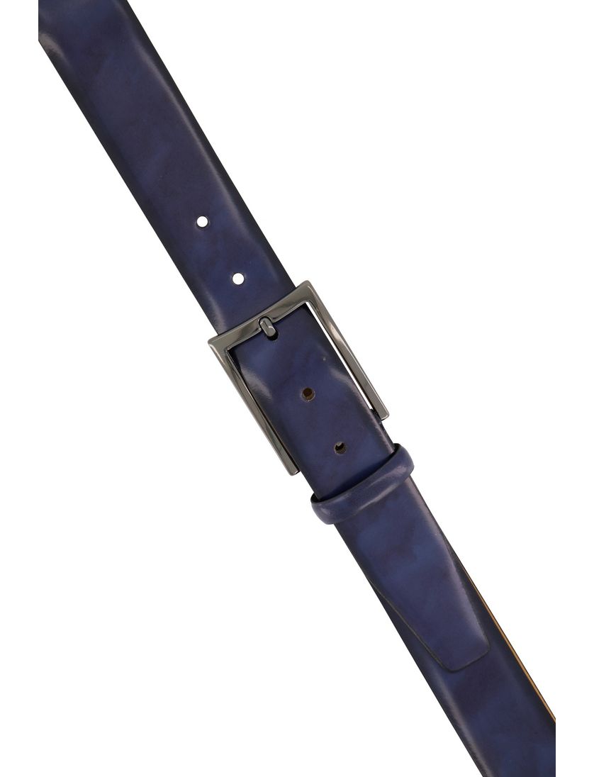 riem Lindenmann blauw effen leer