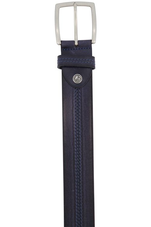 Lindenmann riem navy effen leer