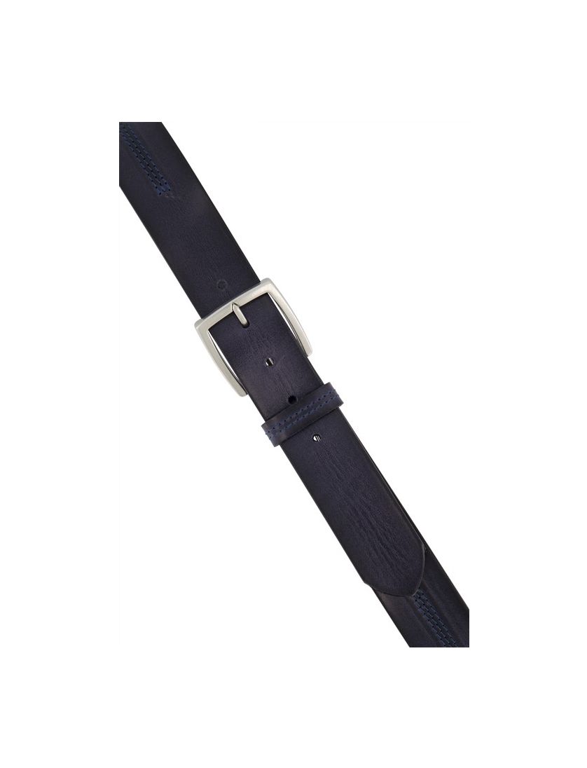 Lindenmann riem navy effen leer