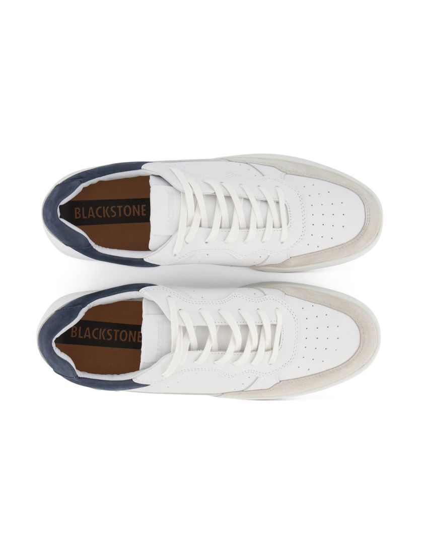 Blackstone sneakers laag wit effen leer veters