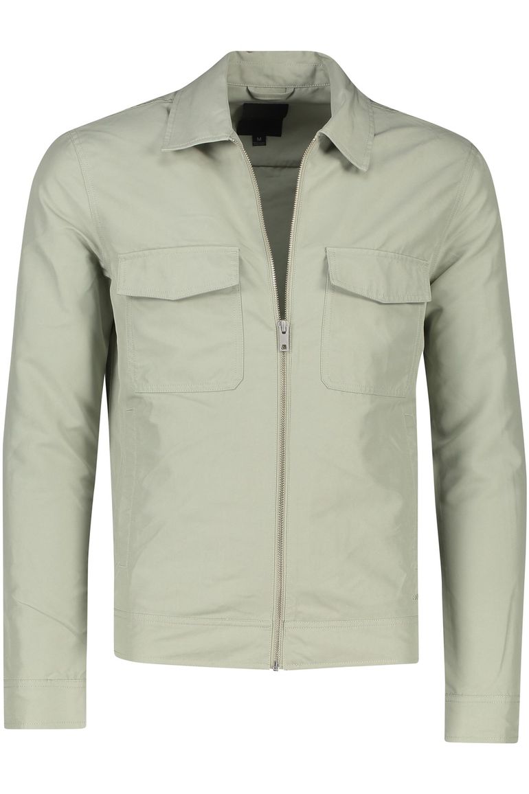 Elvine zomerjas groen effen rits normale fit polokraag