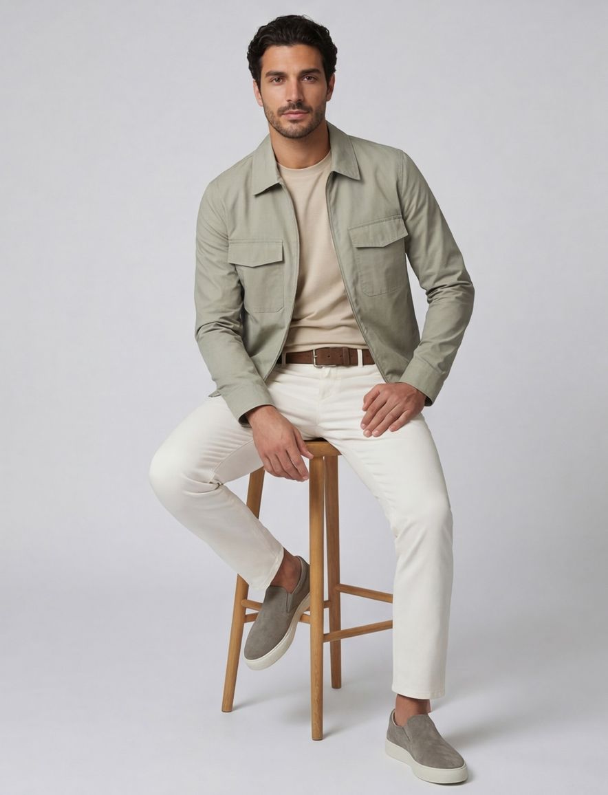 Elvine zomerjas groen effen rits normale fit polokraag