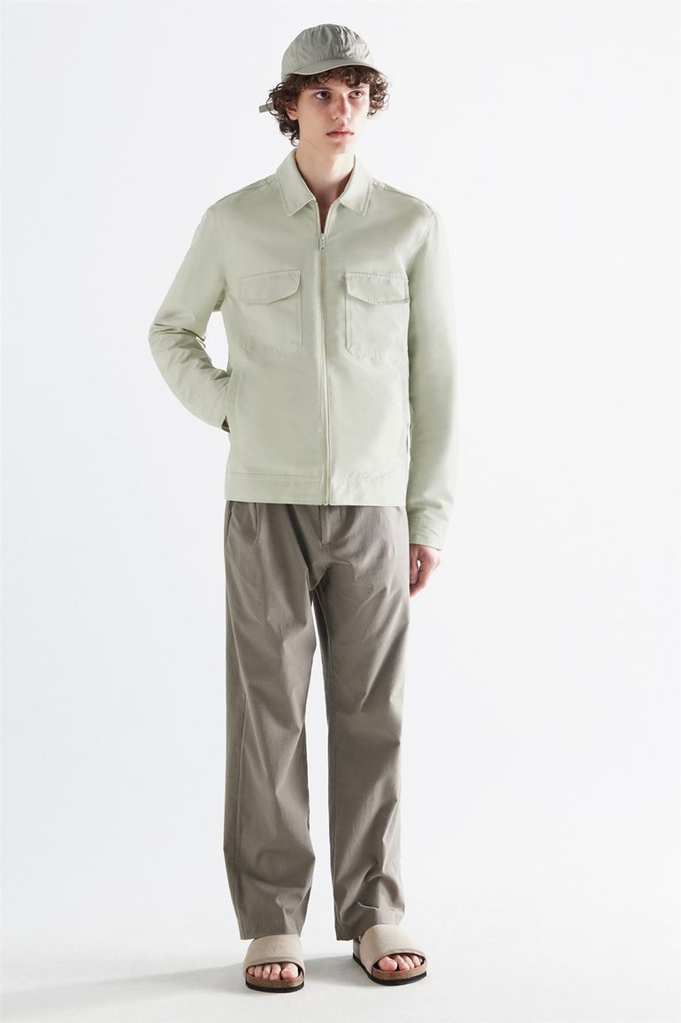 Elvine zomerjas groen effen rits normale fit polokraag