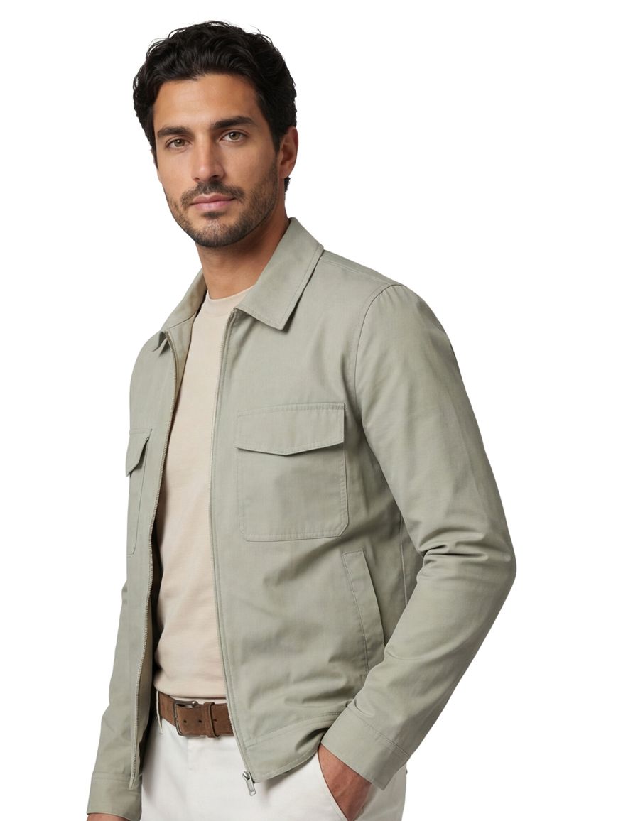 Elvine zomerjas groen effen rits normale fit polokraag