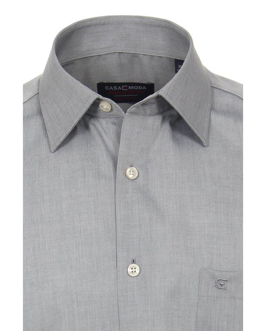 Casa Moda overhemd korte mouw wijde fit grijs effen katoen