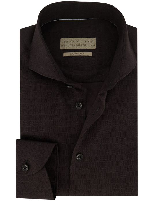 John Miller business overhemd John Miller Tailored Fit normale fit zwart effen katoen