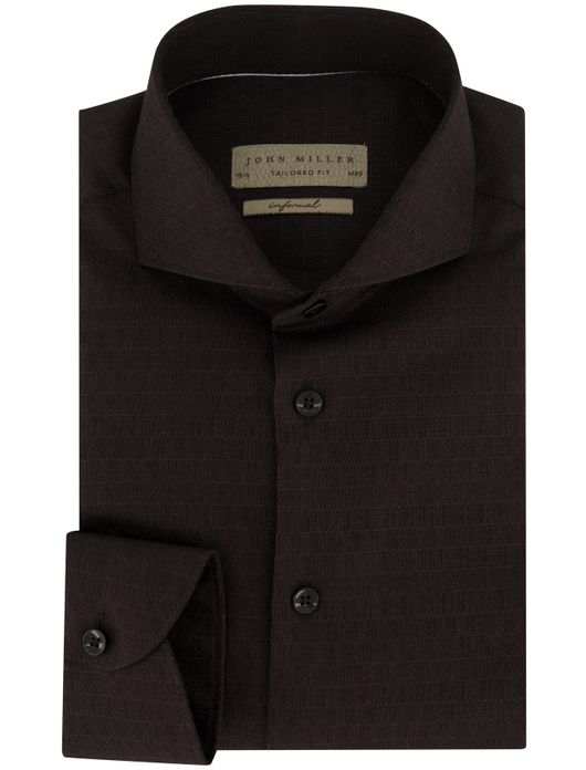 John Miller business overhemd John Miller Tailored Fit normale fit zwart effen katoen