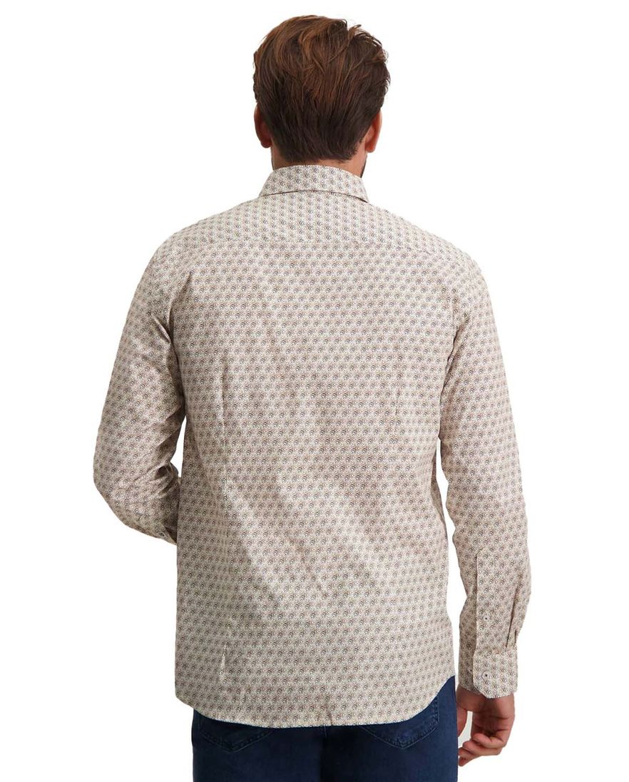 State of Art casual overhemd wijde fit beige geprint katoen
