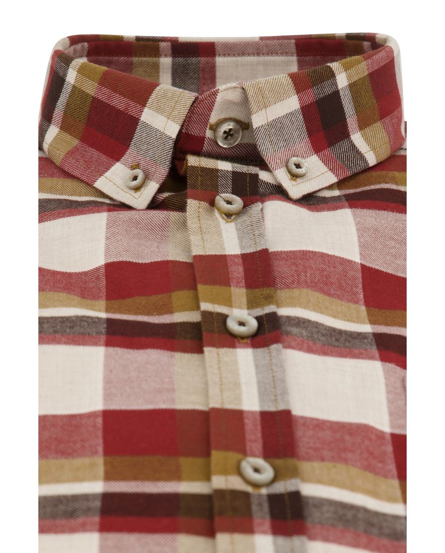 State of Art casual overhemd wijde fit bordeaux geruit katoen