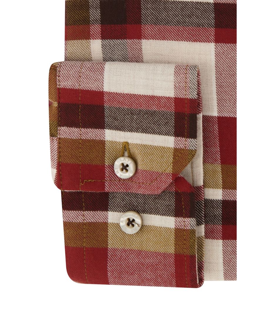 State of Art casual overhemd wijde fit bordeaux geruit katoen