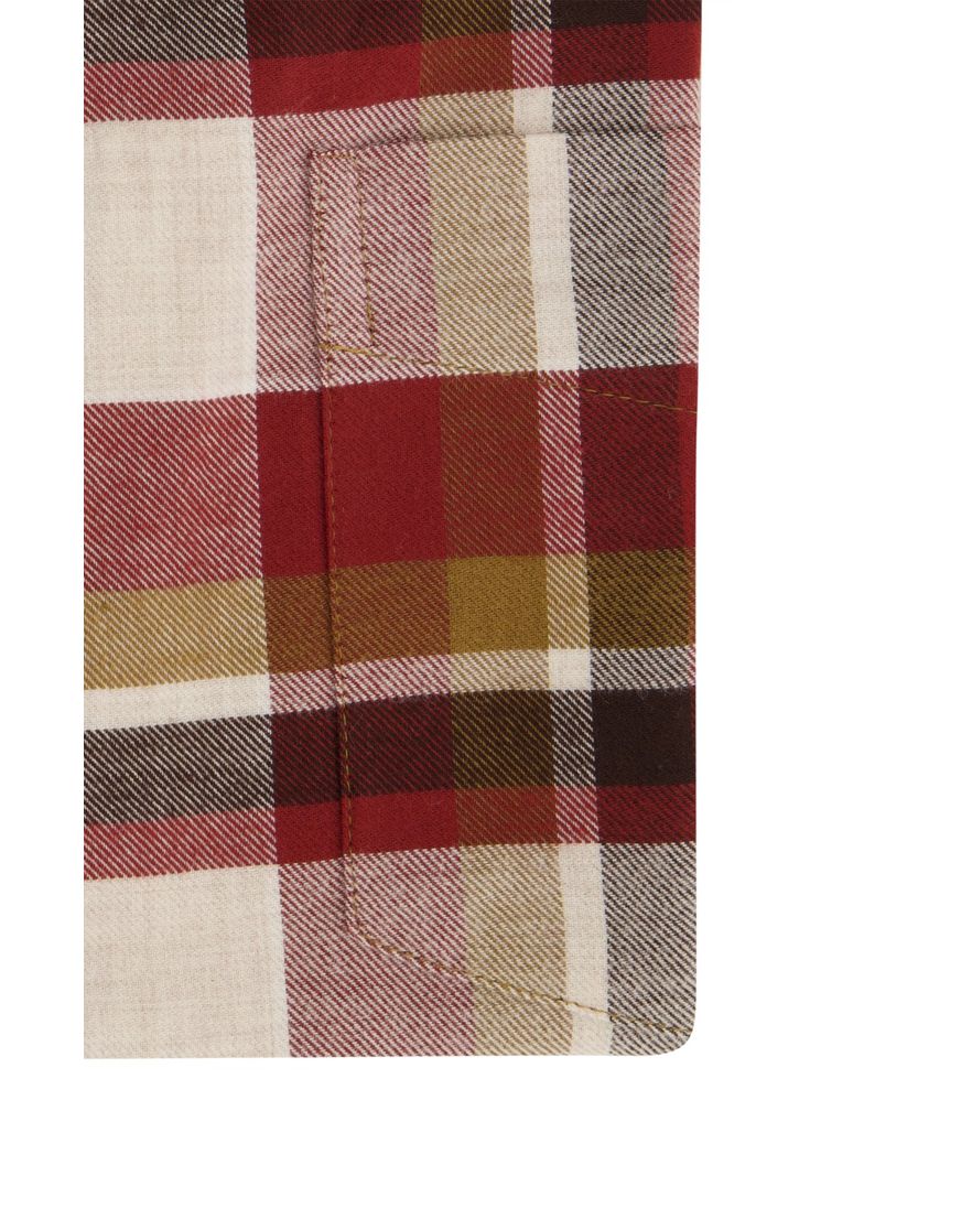 State of Art casual overhemd wijde fit bordeaux geruit katoen