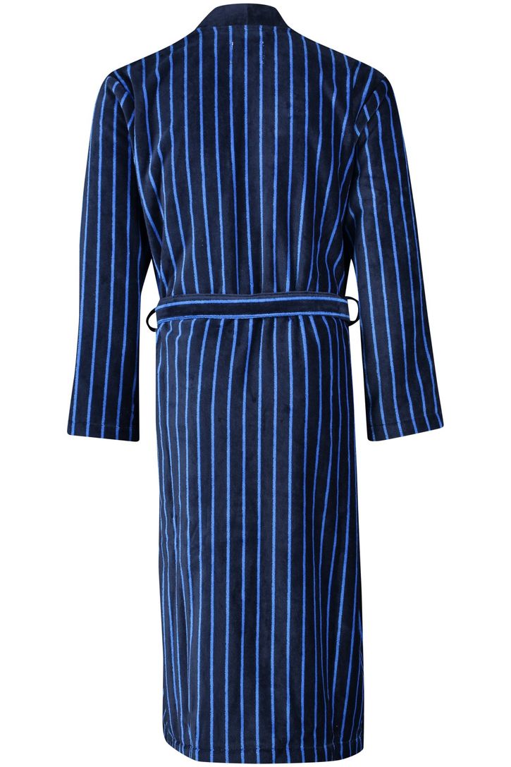 Schiesser badjas blauw gestreept Essentials katoen