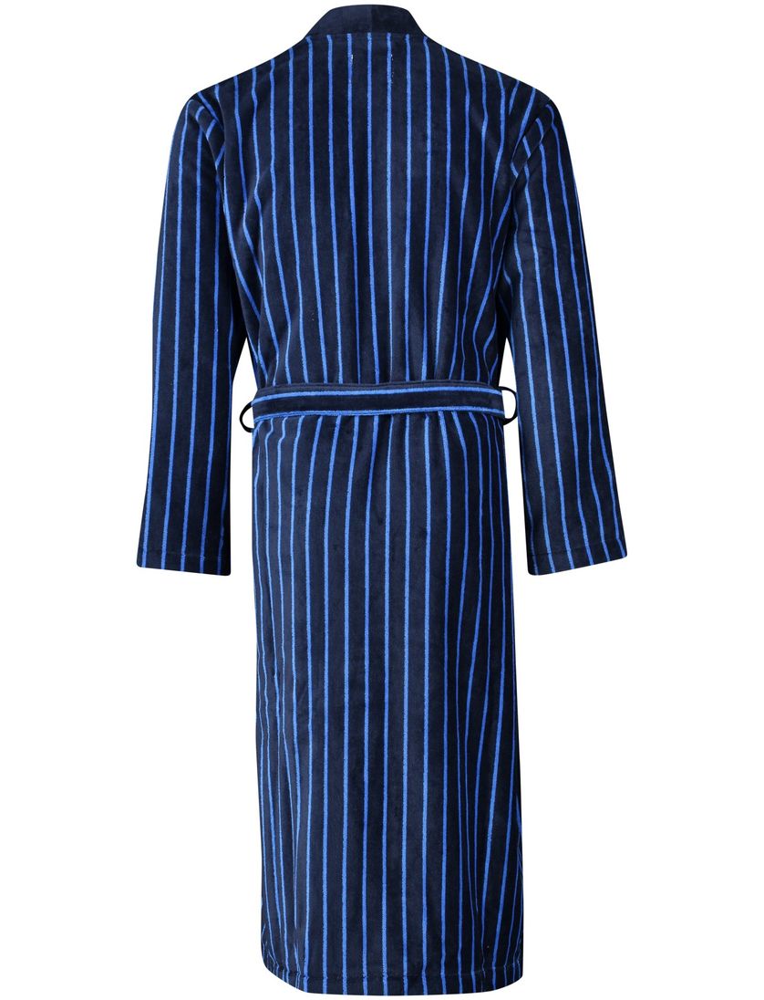 Schiesser badjas blauw gestreept Essentials katoen