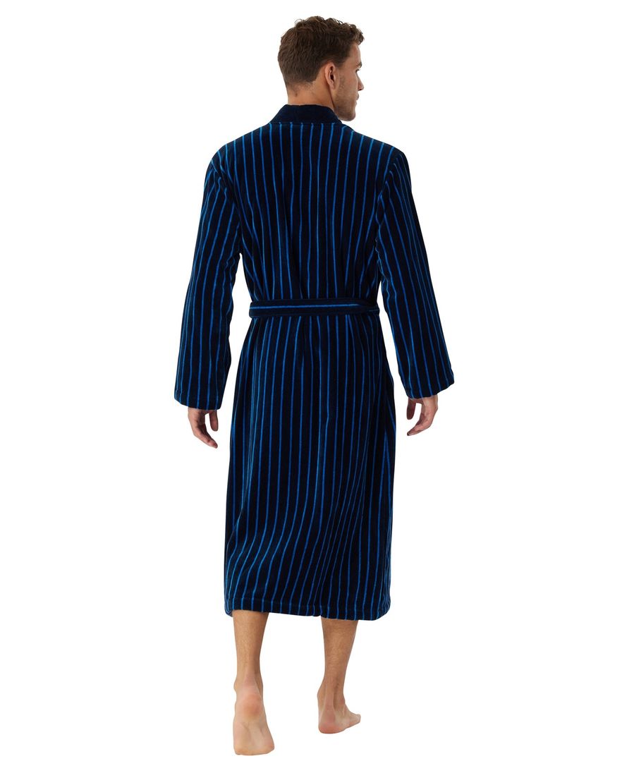 Schiesser badjas katoen blauw gestreept Essentials