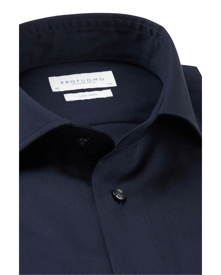 Profuomo overhemd slim fit donkerblauw effen katoen mouwlengte 7