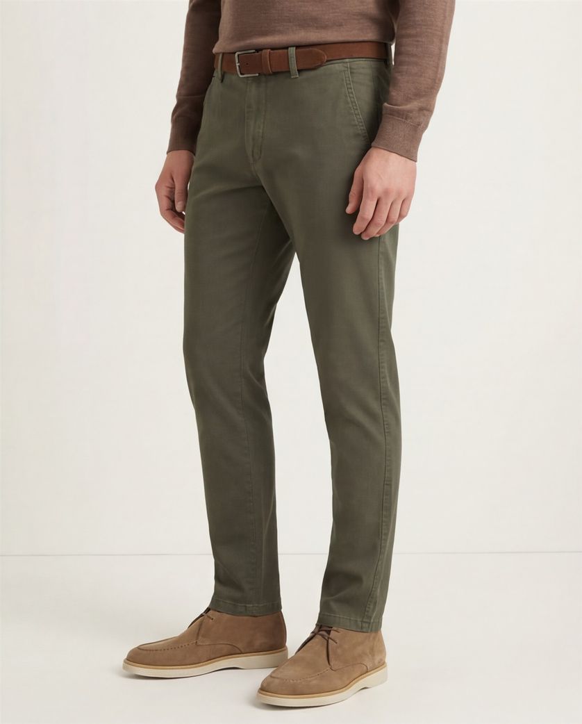 Eurex katoenen broek groen effen katoen chino