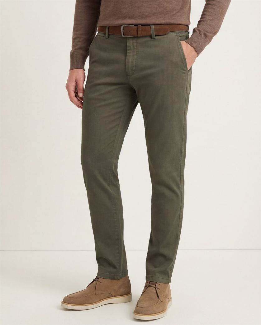 Eurex katoenen broek groen effen katoen chino