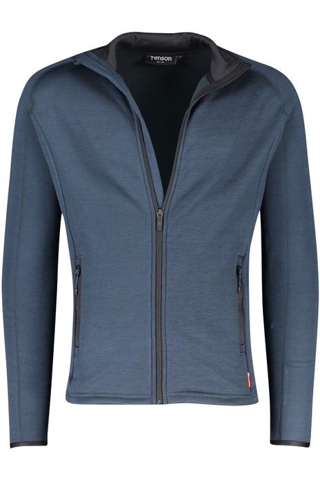 vest Tenson blauw effen opstaande kraag rits