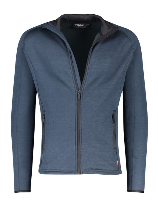vest Tenson blauw effen opstaande kraag rits