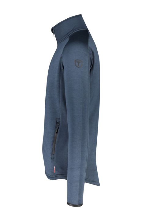 vest Tenson blauw effen opstaande kraag rits