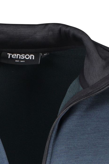 vest Tenson blauw effen opstaande kraag rits
