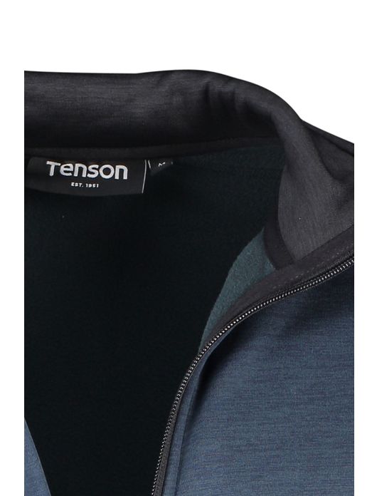 vest Tenson blauw effen opstaande kraag rits