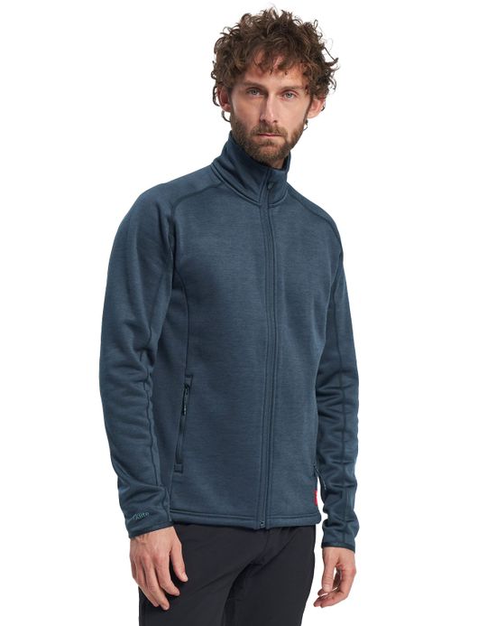 vest Tenson blauw effen opstaande kraag rits