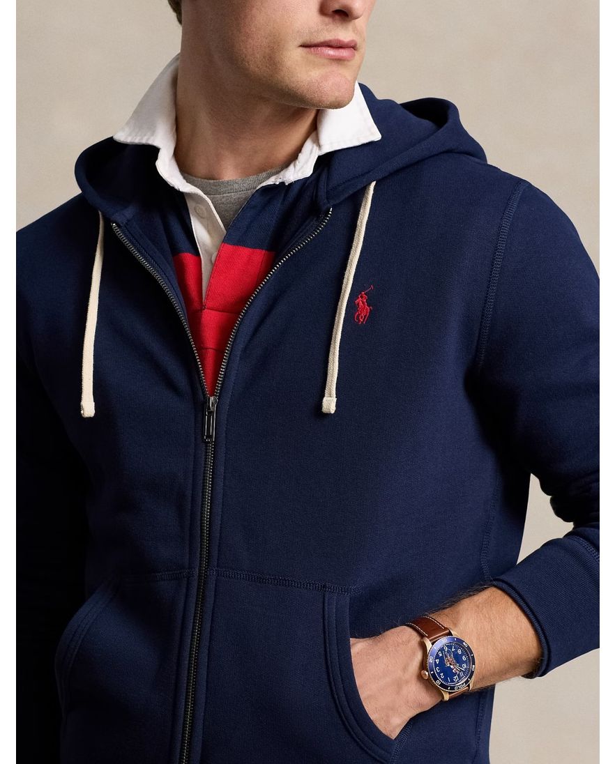 Polo Ralph Lauren vest opstaande kraag donkerblauw rits effen katoen