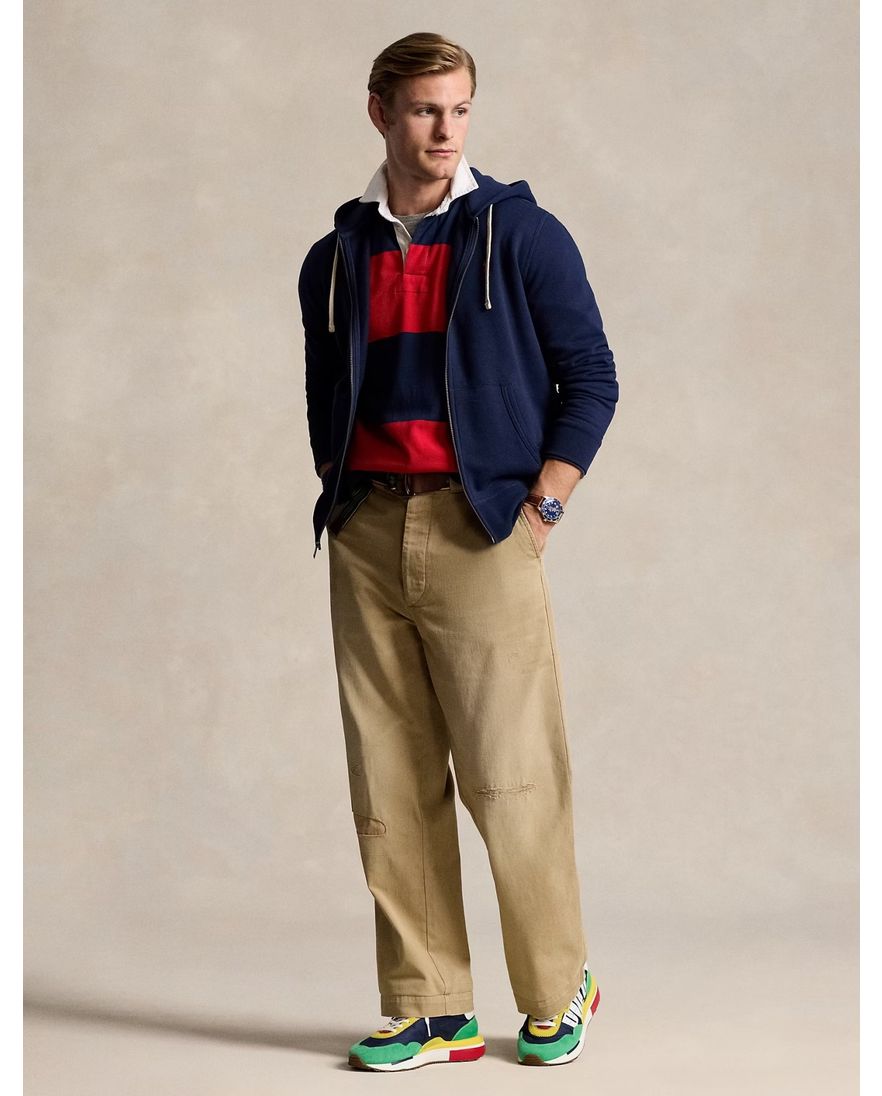 Polo Ralph Lauren vest opstaande kraag donkerblauw rits effen katoen