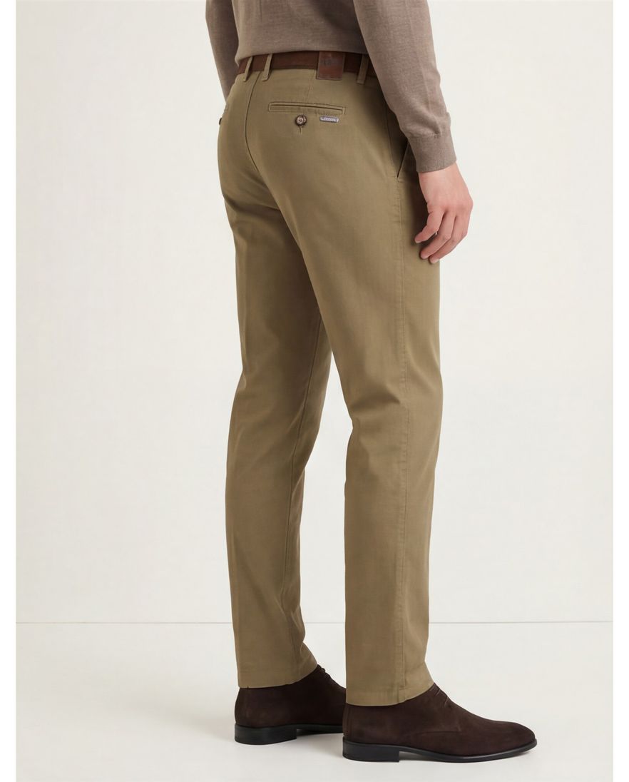 M.E.N.S. chino Madison bruin effen katoen