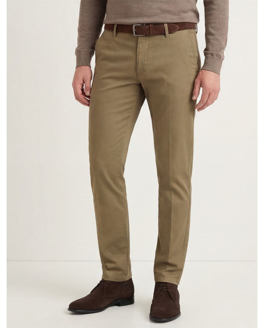 M.E.N.S. chino Madison bruin effen katoen