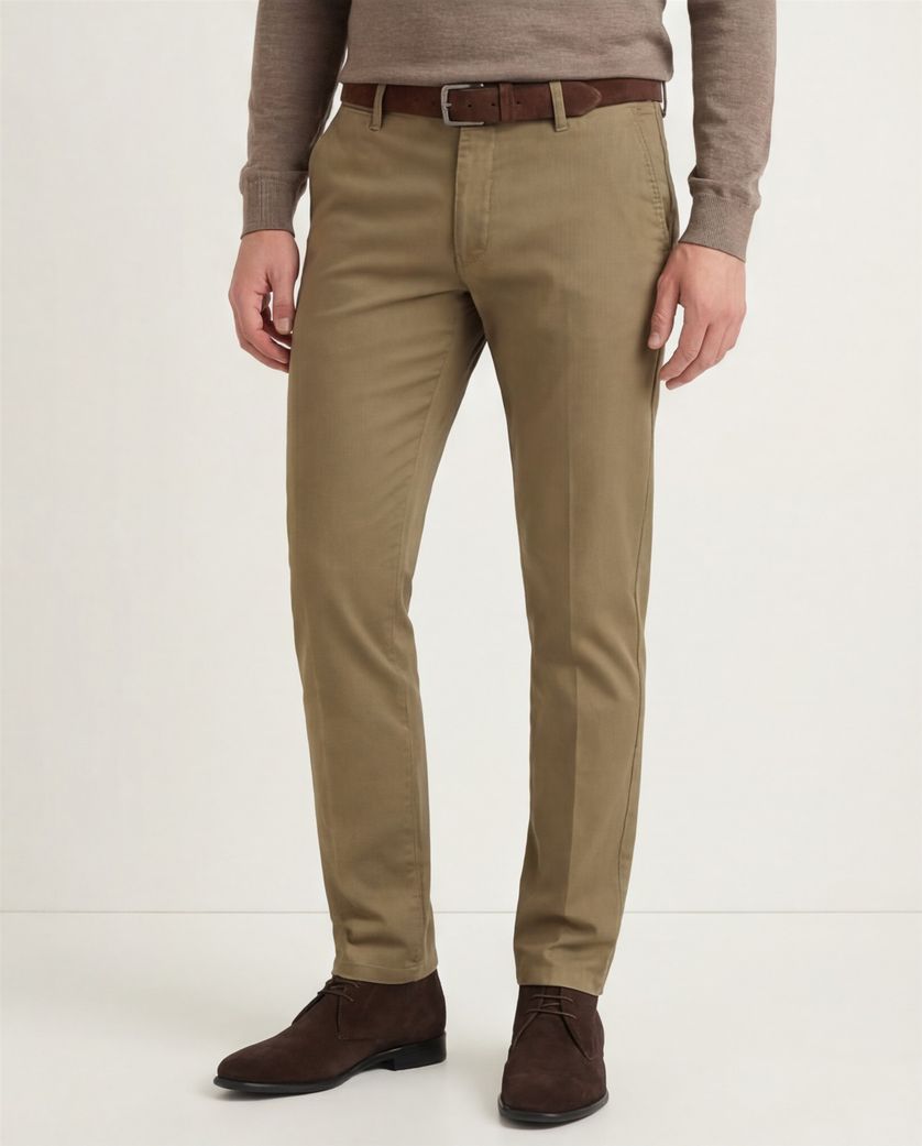 M.E.N.S. katoenen broek bruin uni Madison zonder omslag