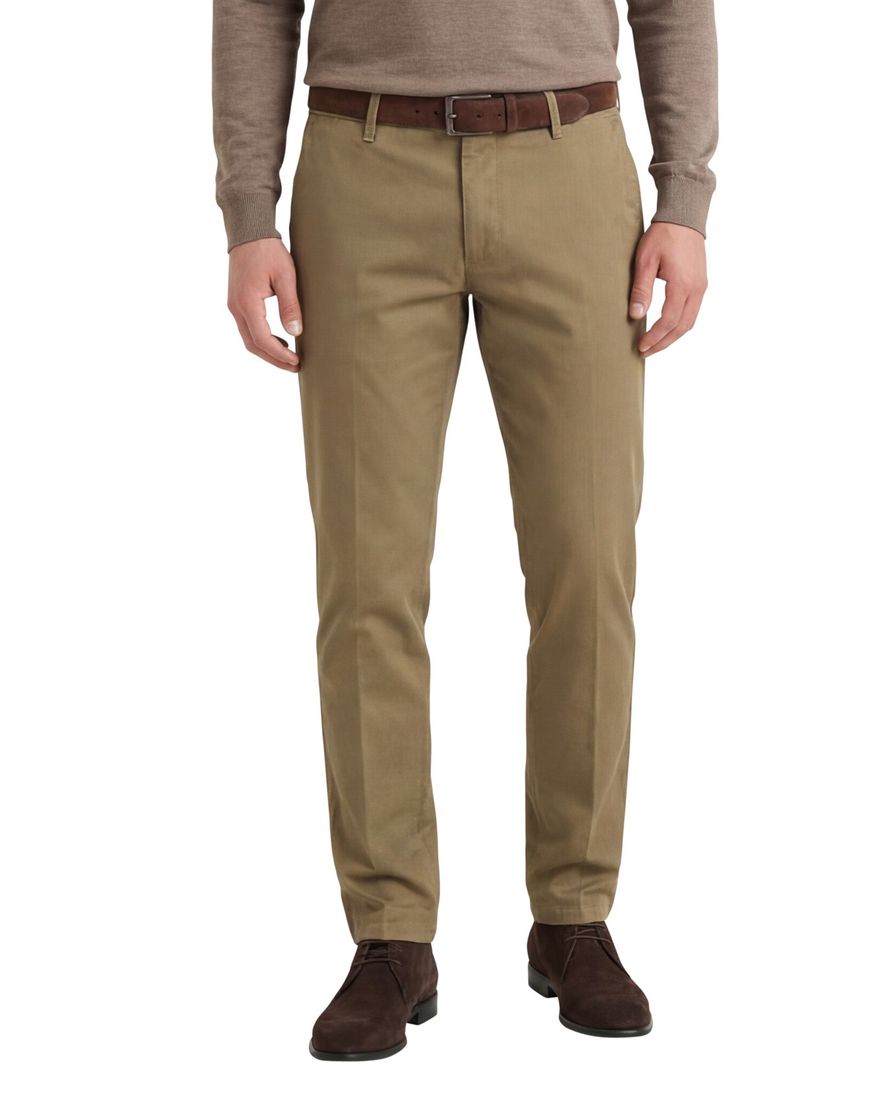 M.E.N.S. chino Madison bruin effen katoen