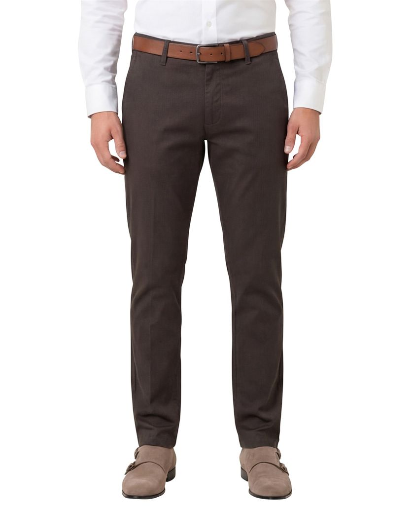 M.E.N.S. broek donkerbruin effen katoen Madison