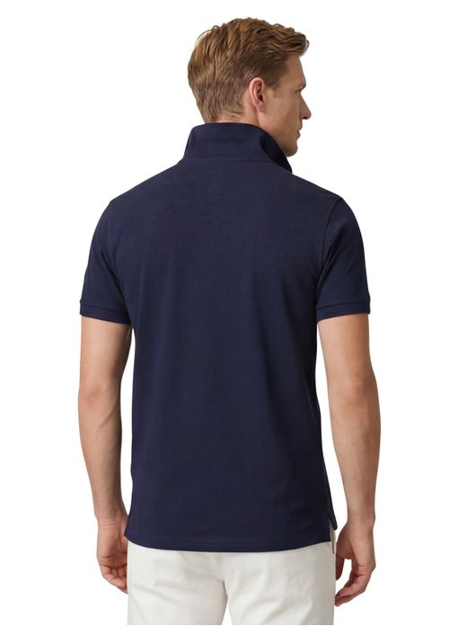 polo Gant donkerblauw effen katoen wijde fit