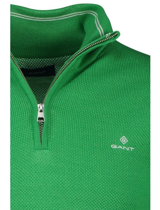 trui Gant groen effen katoen opstaande kraag