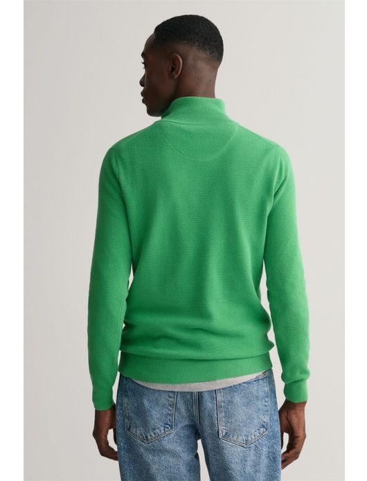 trui Gant groen effen katoen opstaande kraag