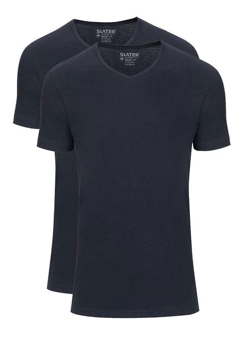 Slater t-shirt donkerblauw 2-pack extra lang