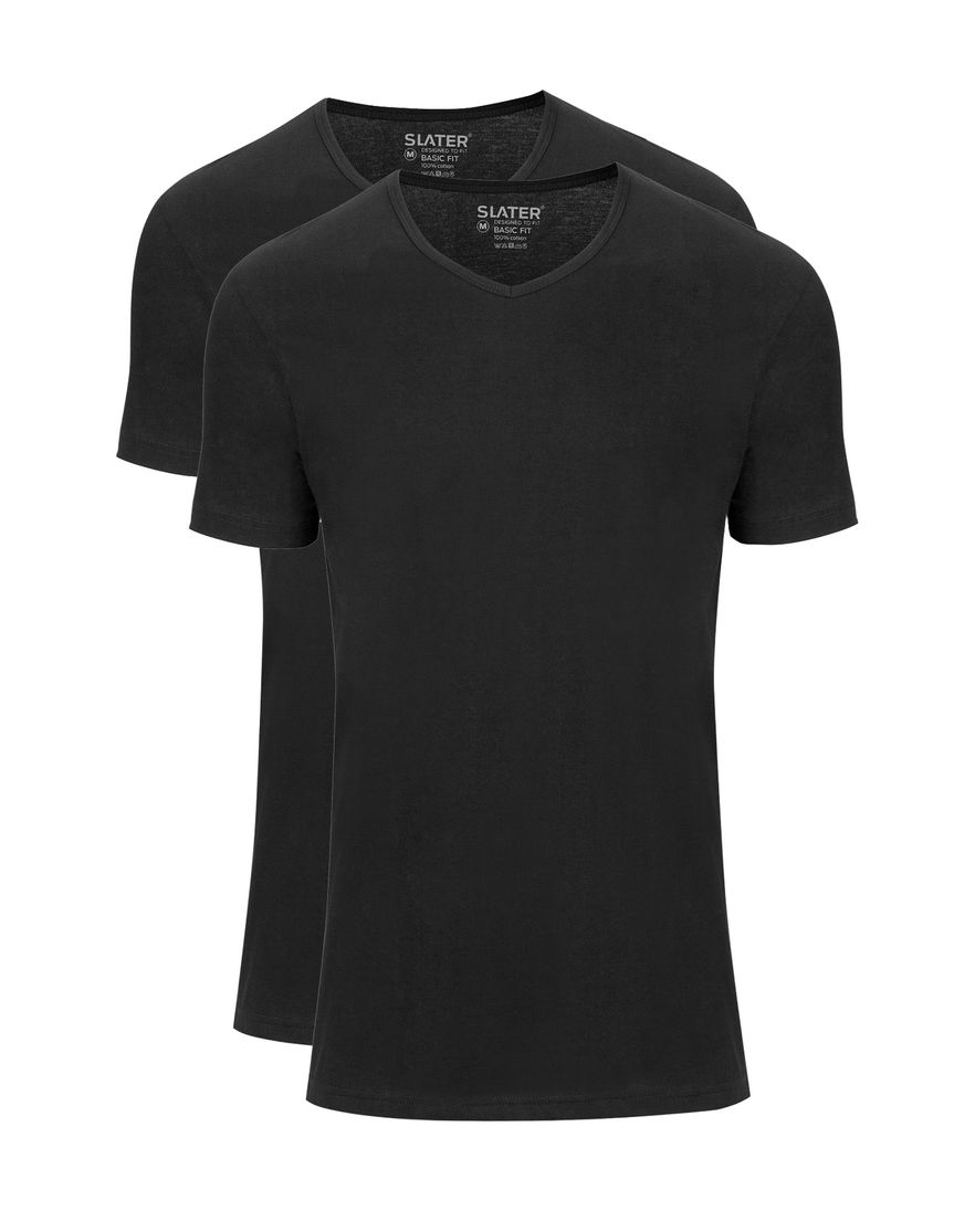 Slater extra lang t-shirt zwart two-pack