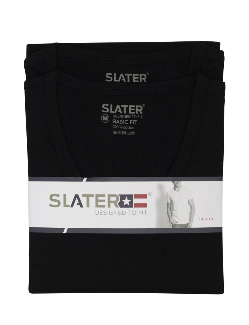 Slater T-shirt Extra Lang V-hals zwart 2-Pack