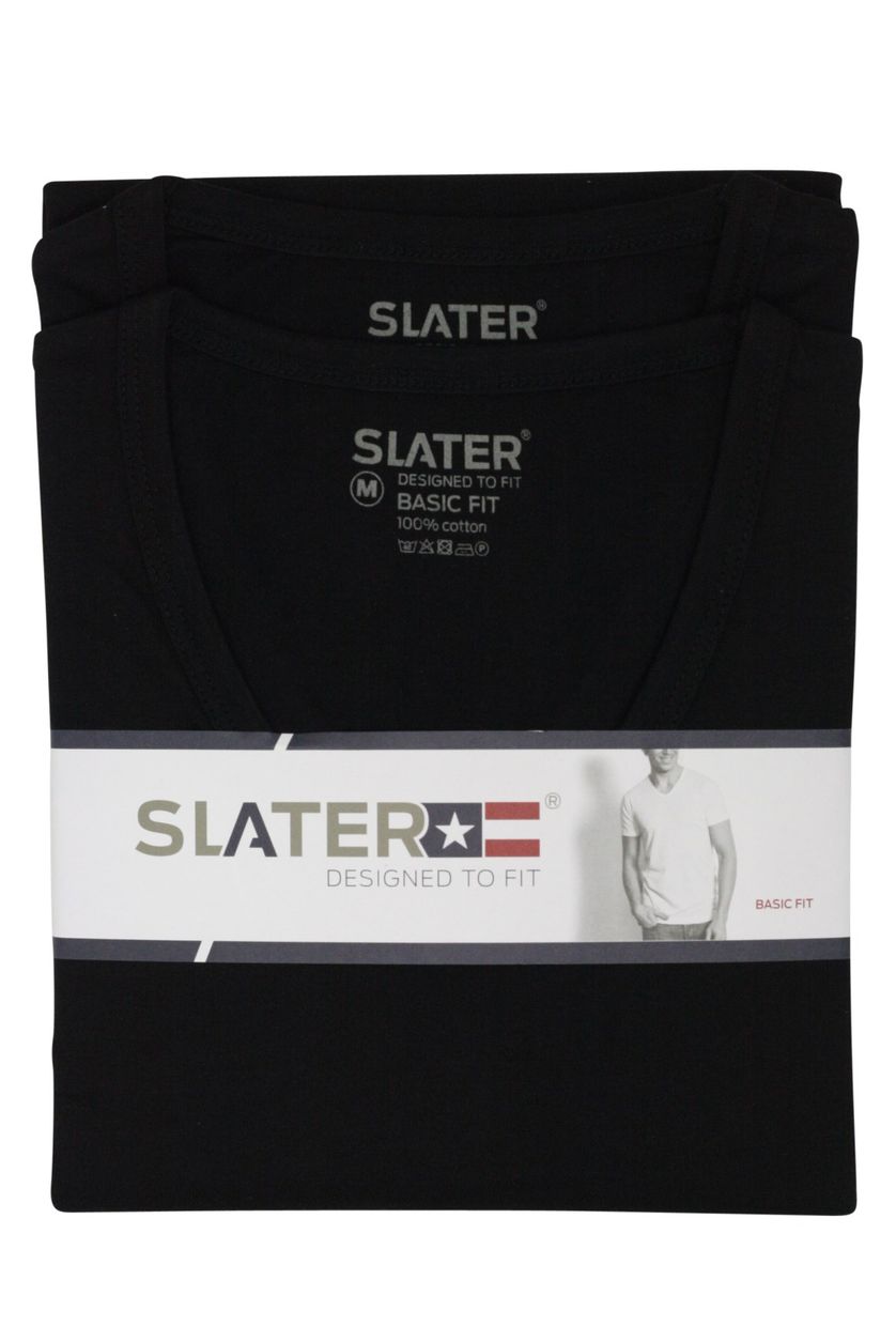 Slater T-shirt Extra Lang V-hals zwart 2-Pack