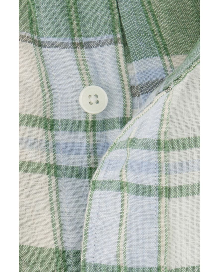 Gant casual overhemd normale fit groen geruit linnen