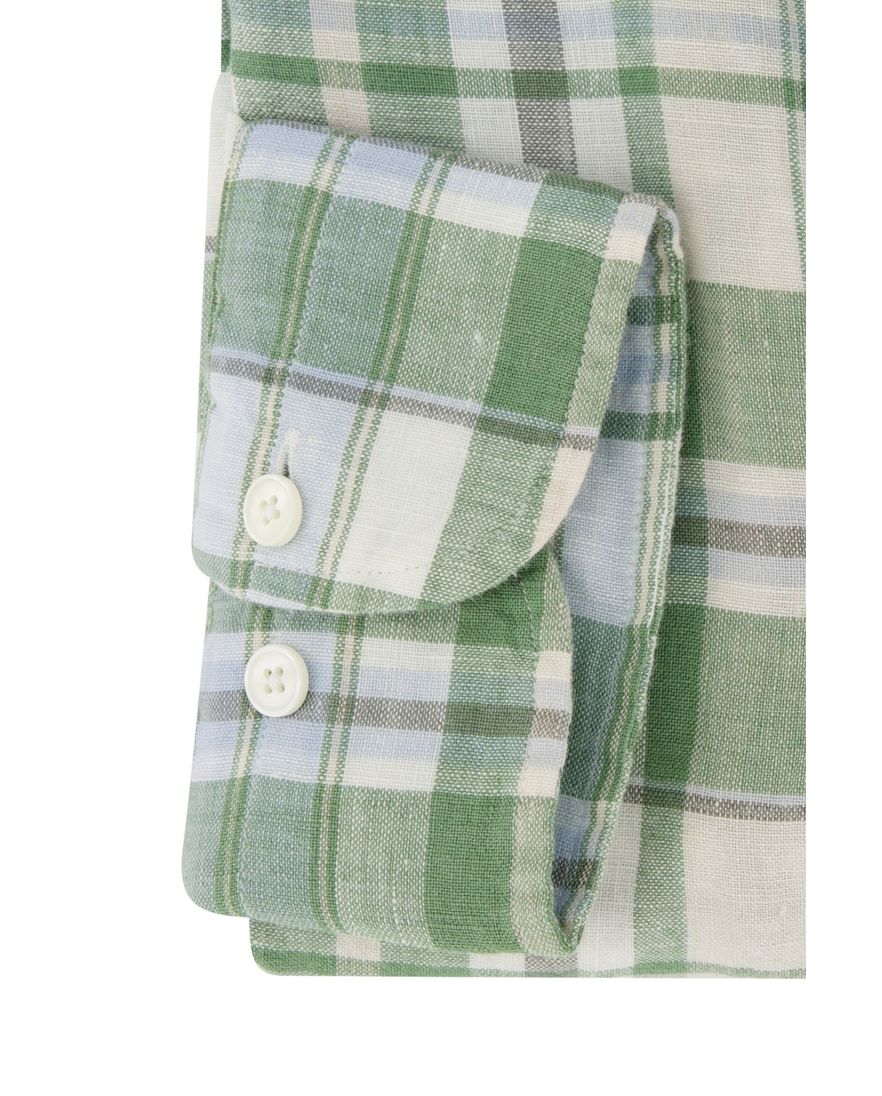 Gant casual overhemd normale fit groen geruit linnen