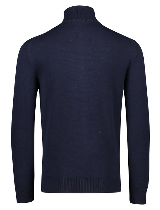 vest Gant donkerblauw effen katoen opstaande kraag rits