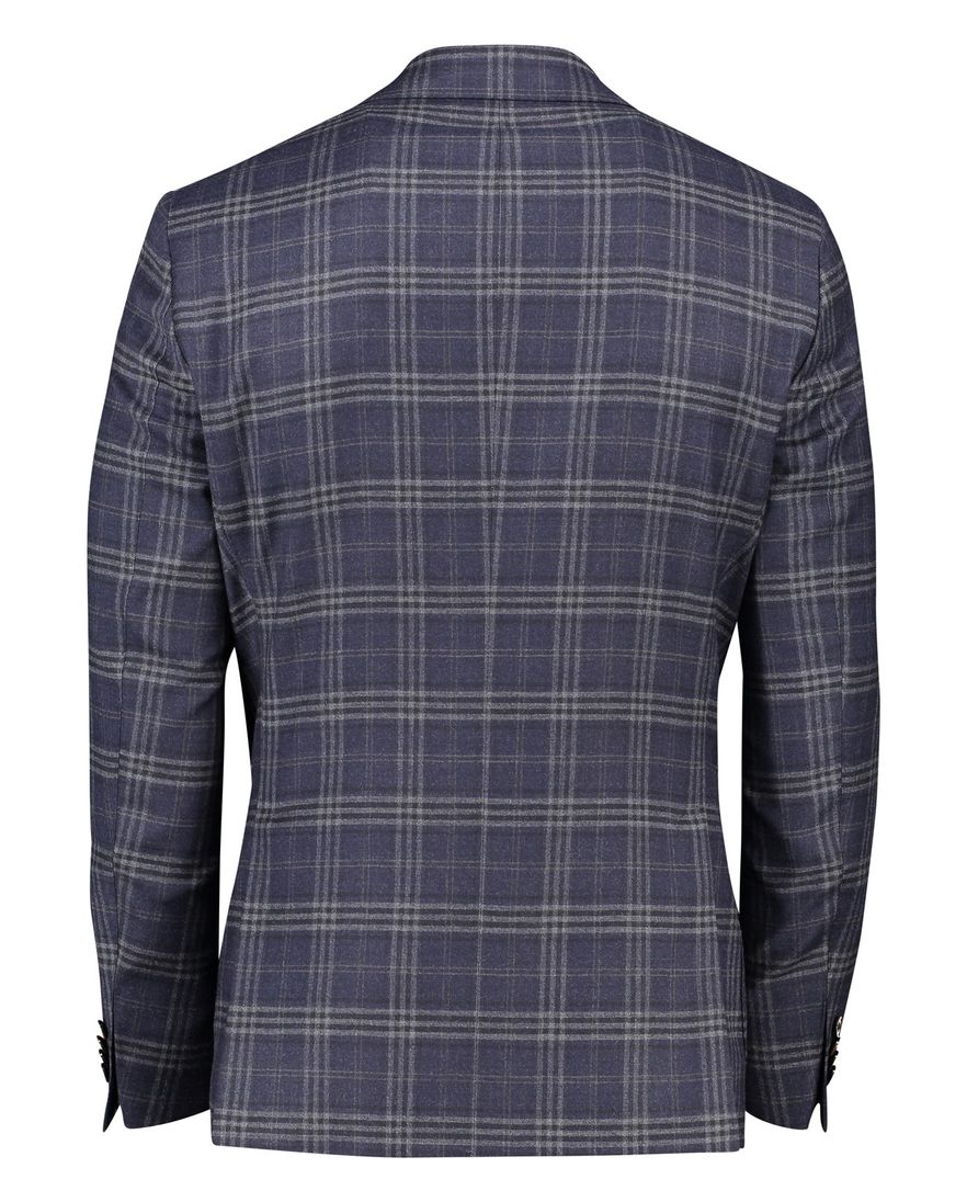 Dressler colbert Sendrik donkerblauw geruit zakken wol slim fit