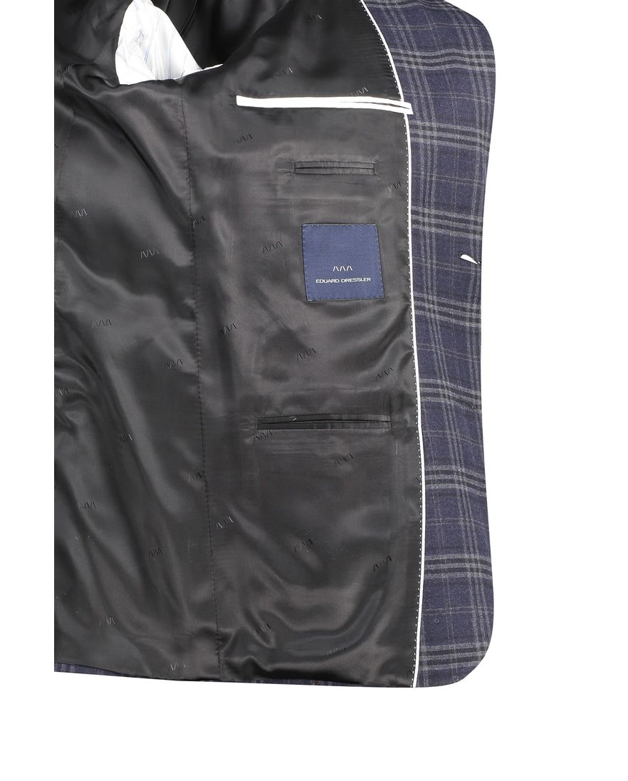 Dressler colbert Sendrik donkerblauw geruit zakken wol slim fit