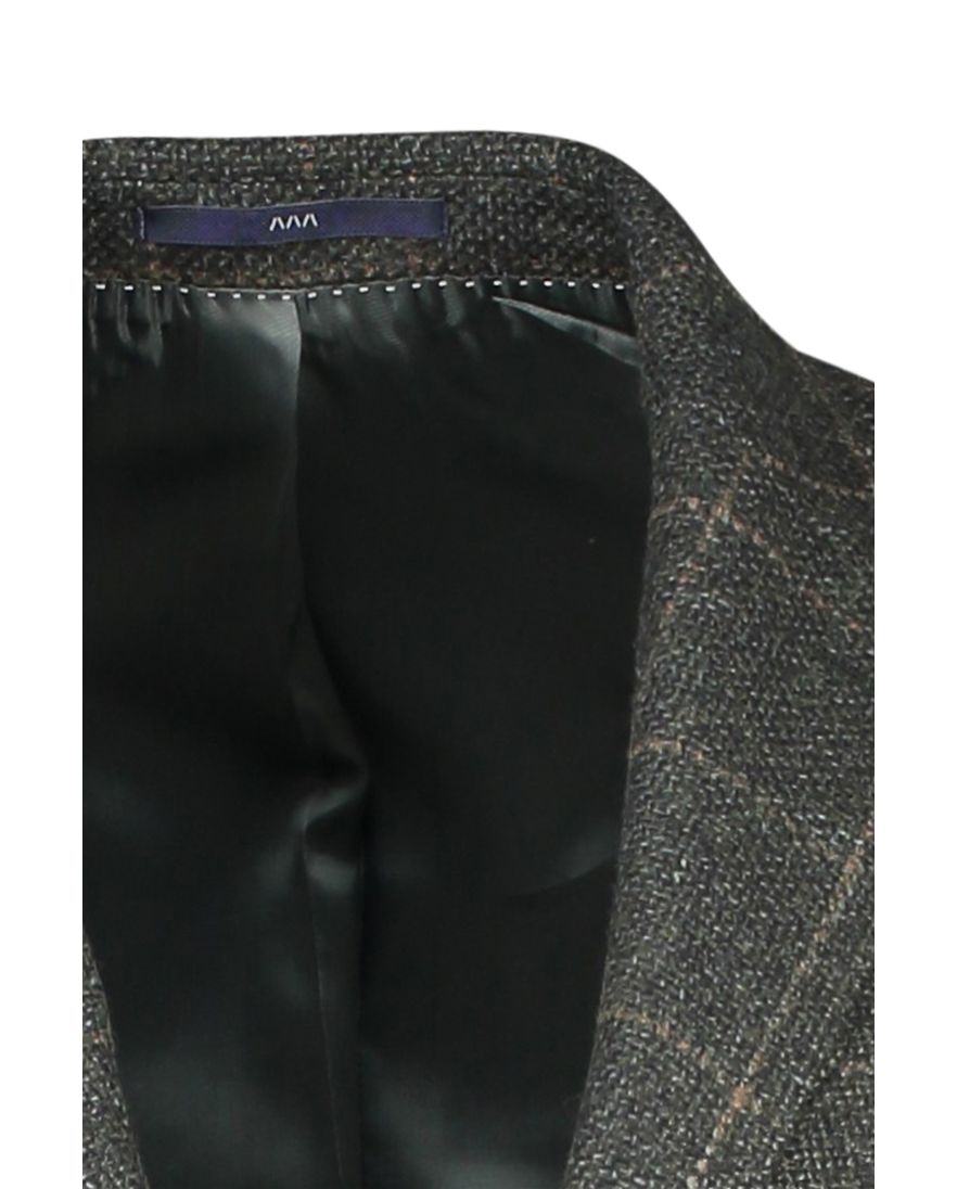 Dressler colbert groen geruit merinowol slim fit