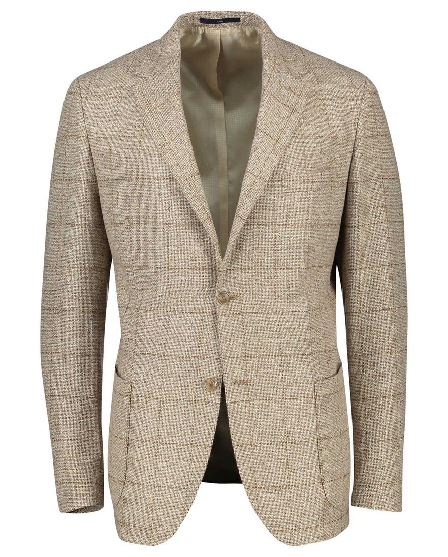 Dressler colbert beige geruit wol slim fit