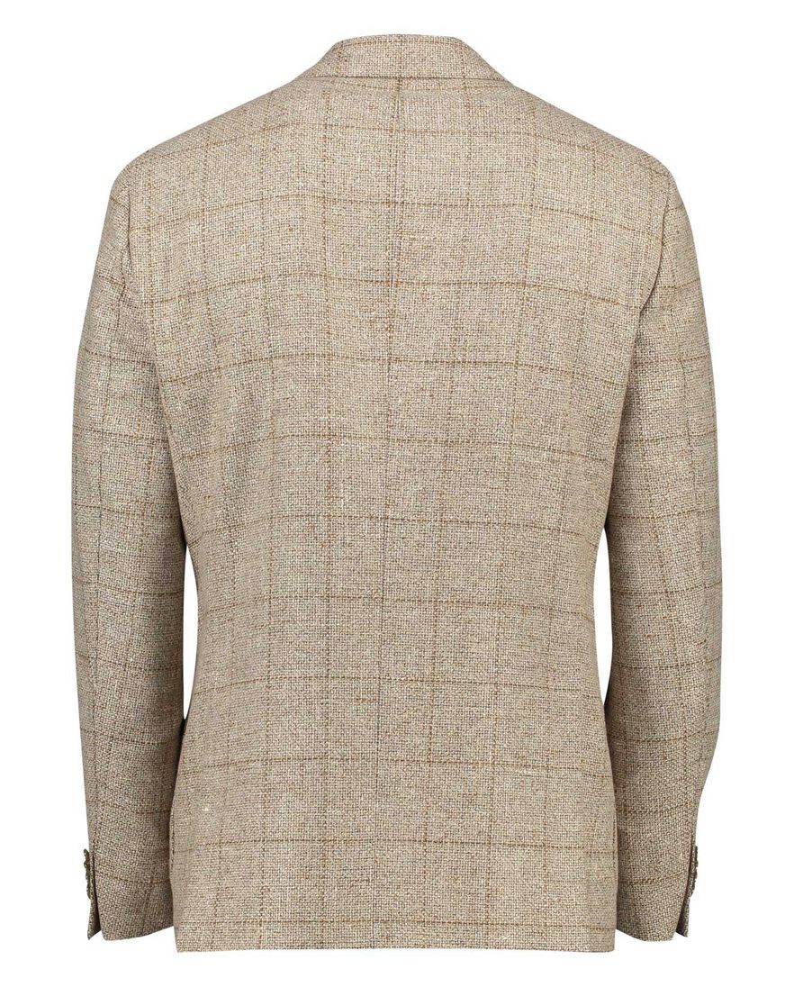 Dressler colbert beige geruit wol slim fit